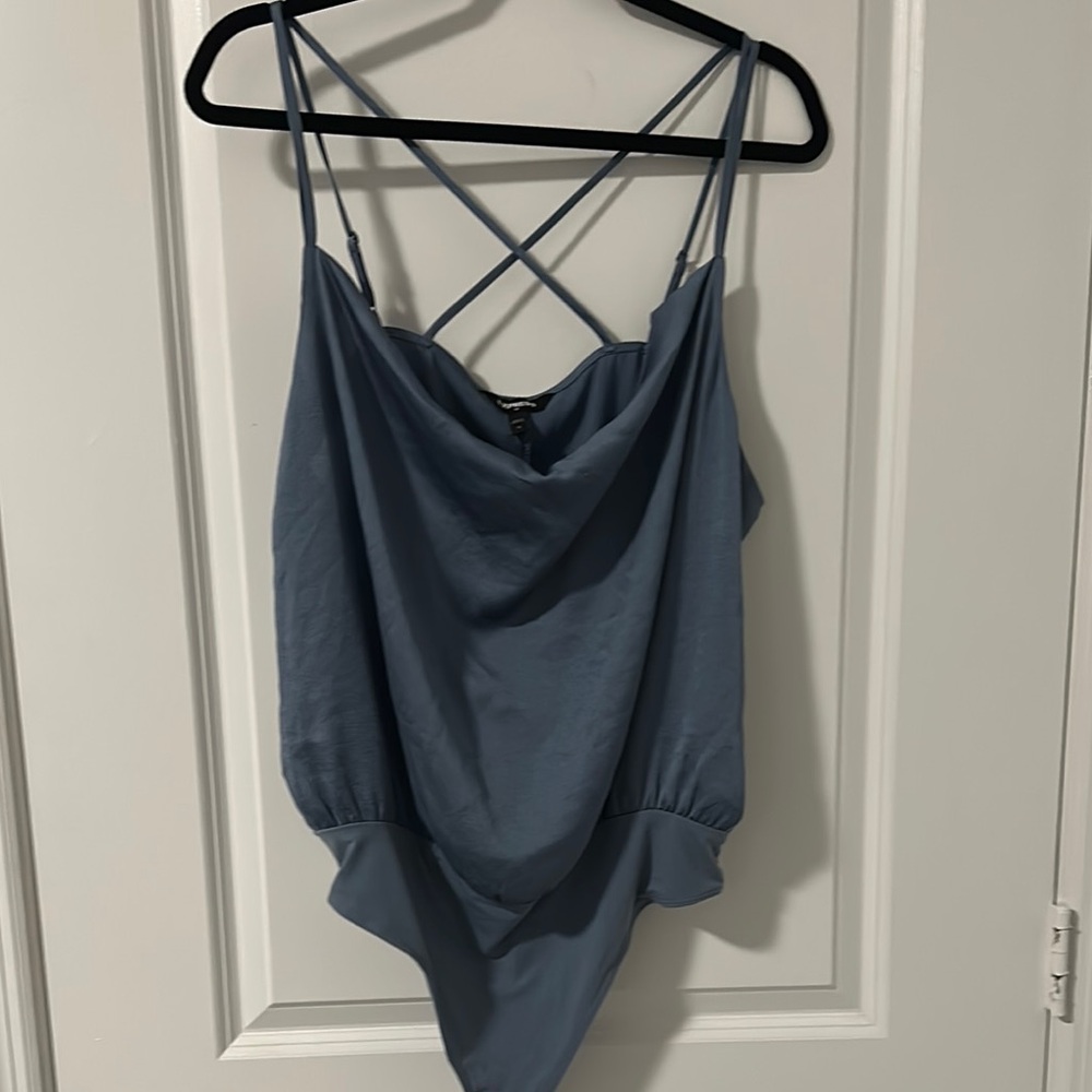 Express Blue Draped bodysuit